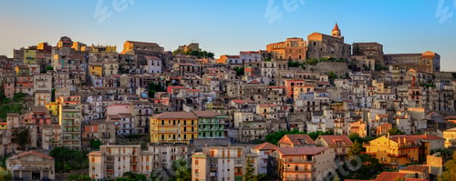 Preview: Panoramic view of Castiglione di Sicilia village houses and church, Sicily