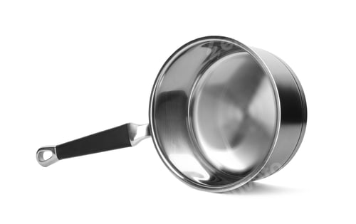 Preview: Empty modern steel saucepan isolated on white