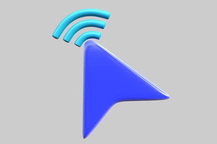 Blue arrow with Wi-Fi symbol.