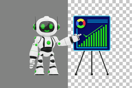 Preview: Robot Presenting Business Chart 3D Illustration