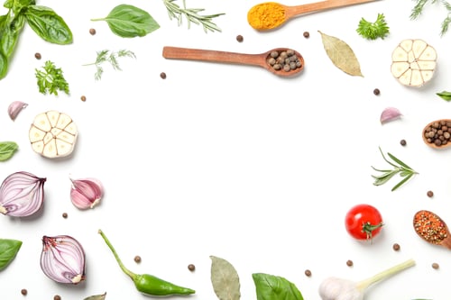 Preview: Concept of cooking, different spices, space for text
