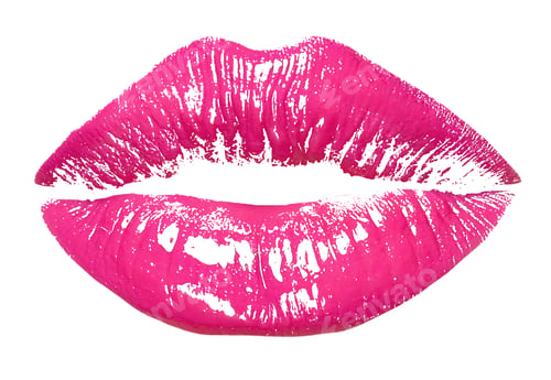 Preview: Bright lipstick kiss mark on white background