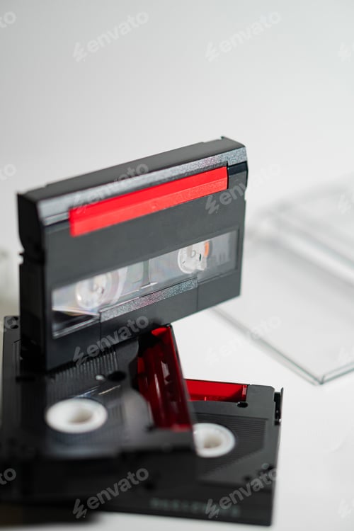 Preview: Vintage Cassette Tapes on White Background