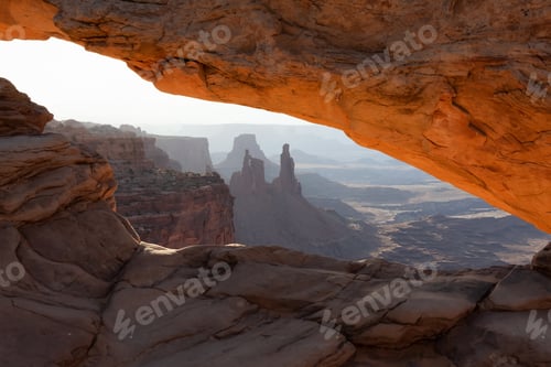 Preview: Scenic American Landscape and Red Rock Mountains in Desert Canyon.