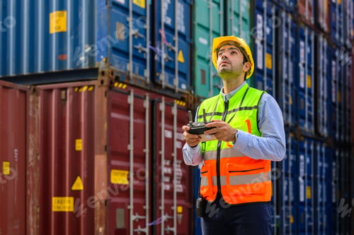 Preview: Warehouse engineer working at container yard