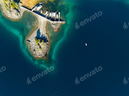 Preview: An aerial shot of a harbor at Nahuel Huapi Lake, Argentina