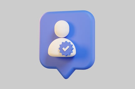 Preview: Blue speech bubble with white checkmark icon