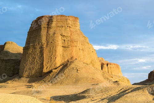 Preview: xinjiang wind erosion landform closeup, urho ghost city at dusk
