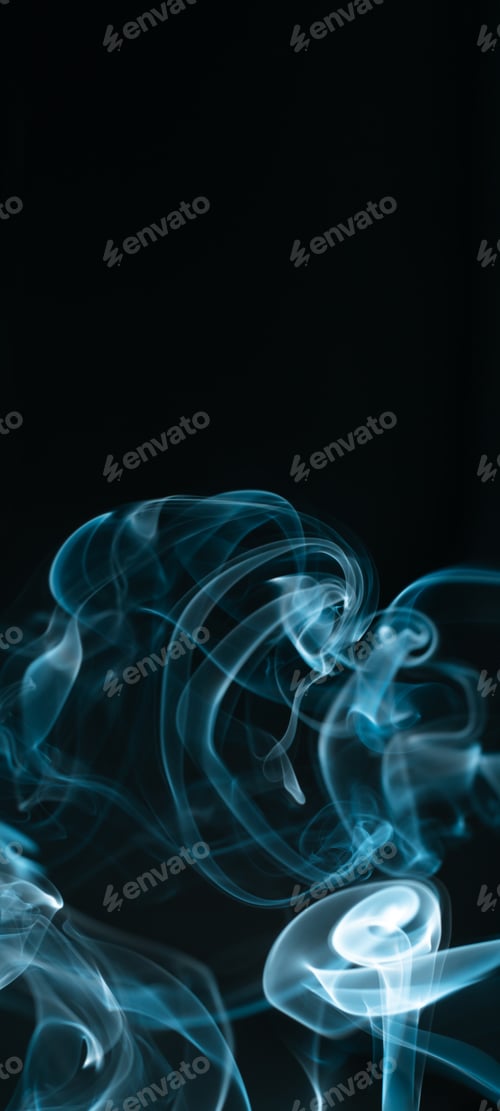 Preview: Creative background partially blurred image, vertical dark blue banner with puffs of neon blue white