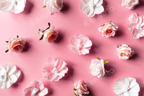 Preview: Pink flowers background for fabric design.