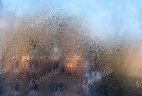 Preview: wet glass. drops window background.