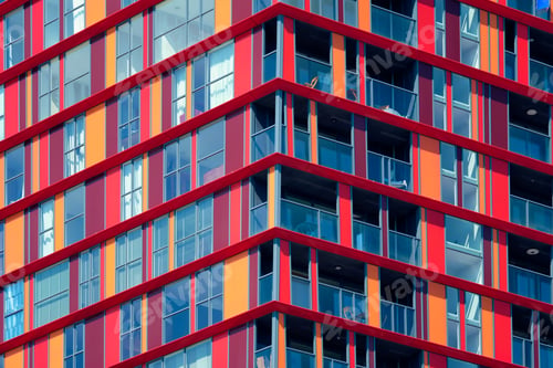 Preview: Modern residential building facade with windows and balconies. Rotterdam