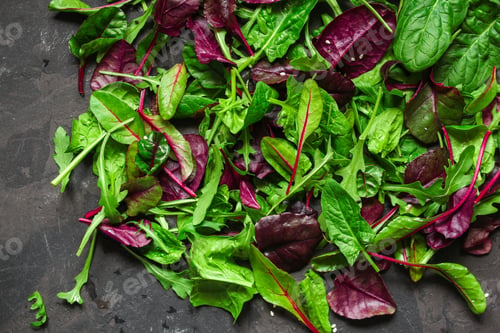 Preview: Leaves Mix Salad, Healthy Salad (Mix Micro Greens, Juicy Snack). Food Background - Image