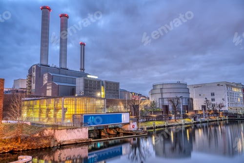 Preview: Cogeneration plant at twilight