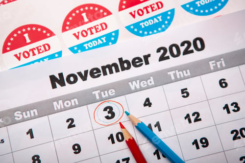 Preview: Red and blue symbolic pencils represents the Election Day
