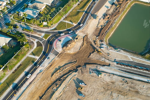 Preview: Roundabout intersection construction in North Port, Florida.