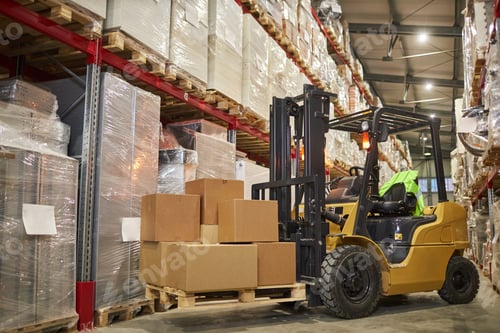 Preview: Background image of forklift truck in warehouse interior