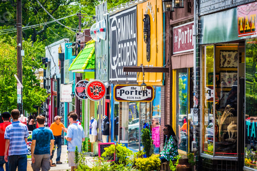 Preview: Atlanta - June 22: Shops And Pedestrians In Little Five Points, On June 22, 2014 In Atlanta