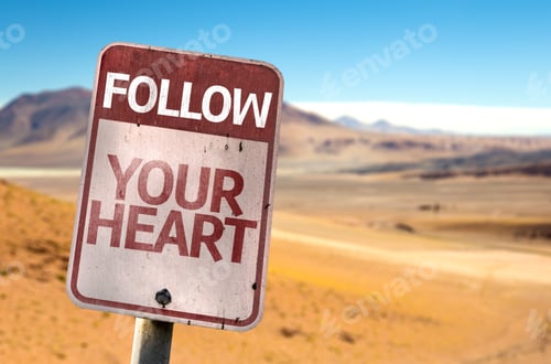 Preview: Follow Your Heart Sign With A Desert Background