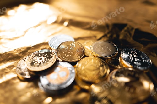 Preview: Cryptocurrency golden bitcoin image for crypto currency