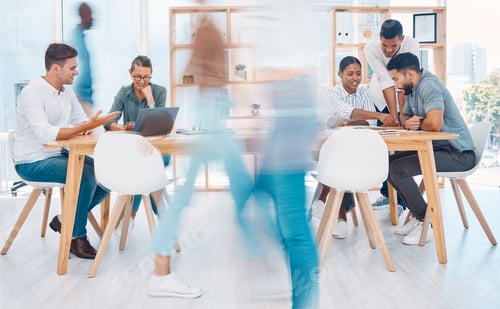 Preview: Startup, diversity and brainstorming, motion in office busy creative marketing team, men and women