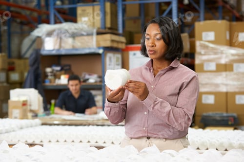 Preview: Manager Checking Goods On Production Line