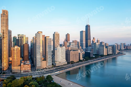 Preview: Aerial view of the modern buildings in Navy Pier