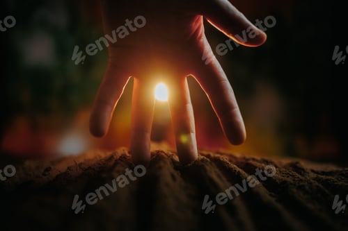 Preview: Selective focus on a gardener's hands,