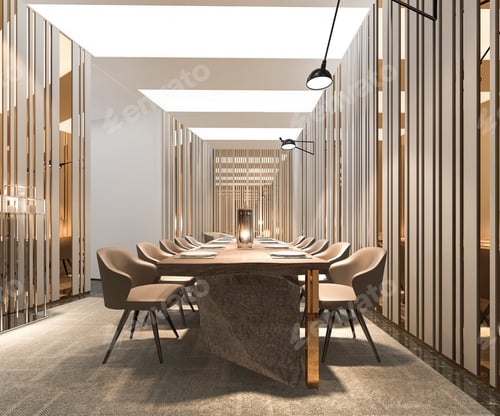 Conference Room Design with Long Stone Table