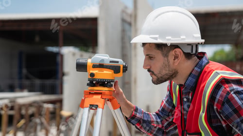 Preview: Civil or construction engineer using a survey camera, or an engineer with an auto level camera.