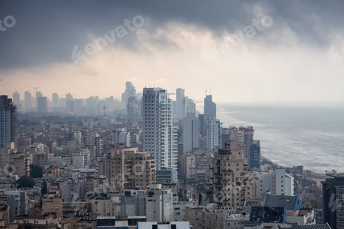 Preview: Aerial view of a residential neighborhood in a city. Netanya, Israel