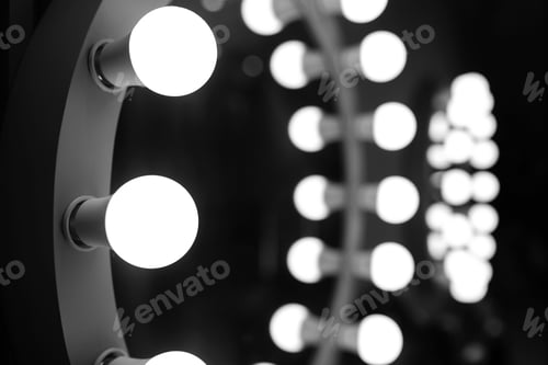 Preview: Fashion Show themed photo, make-up artists mirrors with light bulbs, backstage