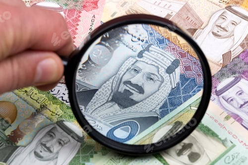 Preview: Saudi riyal in a magnifying glass