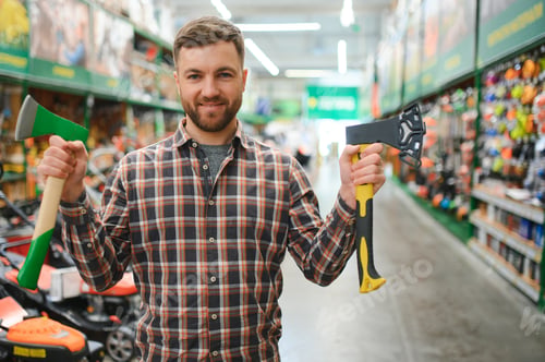 Preview: a young man in a gardening equipment store
