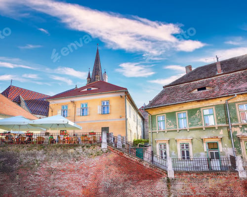 Preview: Amazing View of Evangelical Cathedral and the Liars Bridge in the center of Sibiu city.