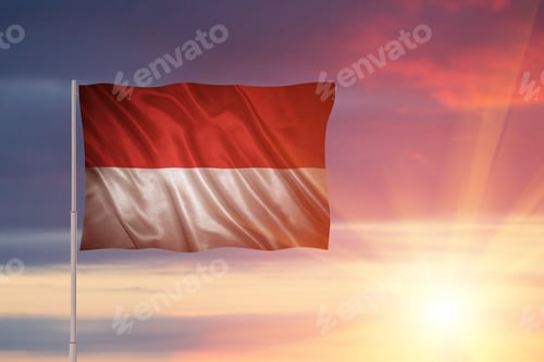 Preview: Flag Against a Sunset Sky Background