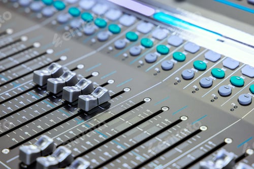 Preview: Control panel for an audio system with volume sound mixer, equalizer