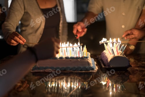 Celebrating Birthday With Cakes and Candle Lighting