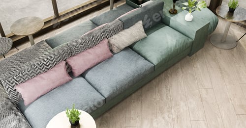 Preview: 3d rendering luxury and modern living room with leather sofa