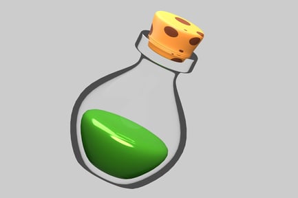 Preview: Glass Bottle with Cork Stopper and Green Liquid