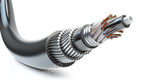 Preview: Armoured submarine fiber optic cable structure isolated on white background. 3d illustration