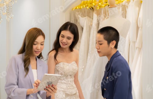 Preview: LGBT couples are choosing wedding gowns, with designers advising them on how to make them suitable