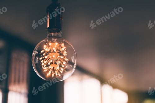 Preview: Luxury lighting decoration beautiful retro light lamp decor in restaurant.