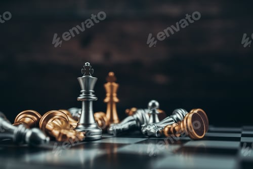 Preview: chess piece on chess board game for ideas, challenge, leadership, strategy, business, success