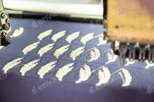 Preview: Close up with embroidery machine working