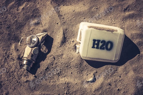 Preview: Plastic water cans as a symbol of polluted earth