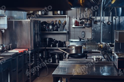 Preview: Professional stainless steel kitchen.