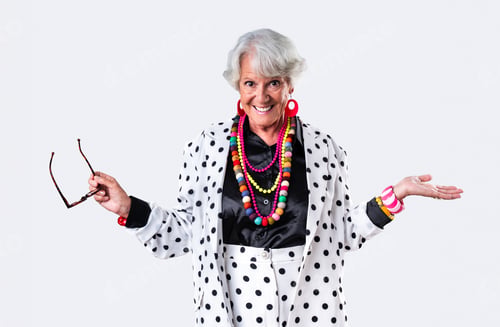 Preview: Beautiful senior woman with gray hair portrait in studio