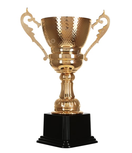 Preview: Shiny gold cup on white background. Winner's trophy