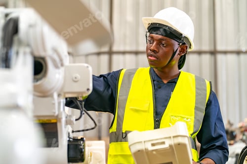 Preview: Skilled technician working diligently on machinery in a modern industrial facility during the day